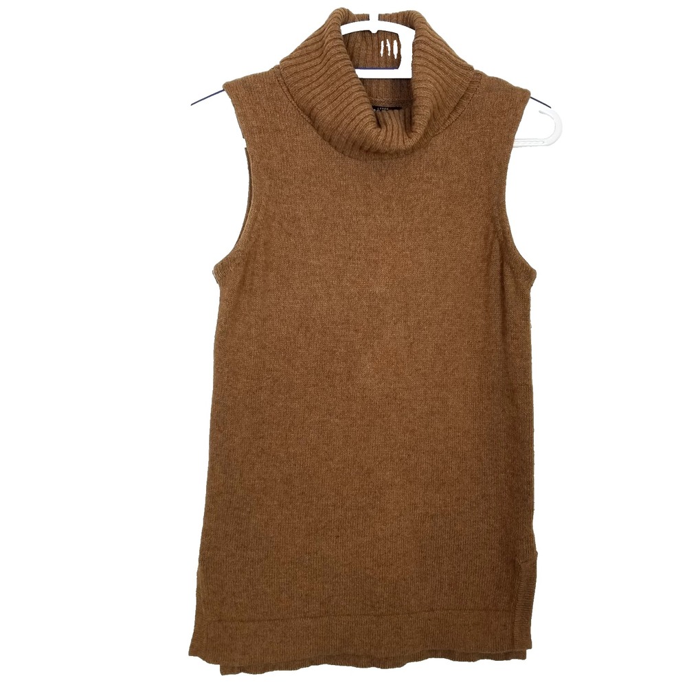 J.Crew Turtleneck Sweater-tank Sz XS Brown Women Cotton Wool Classic - Picture 2 of 9